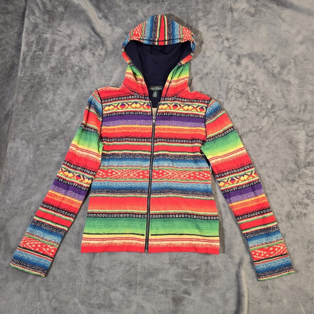 Lauren Ralph Lauren Serape Stripe Full Zip Hoodie Boho Festival Western Medium